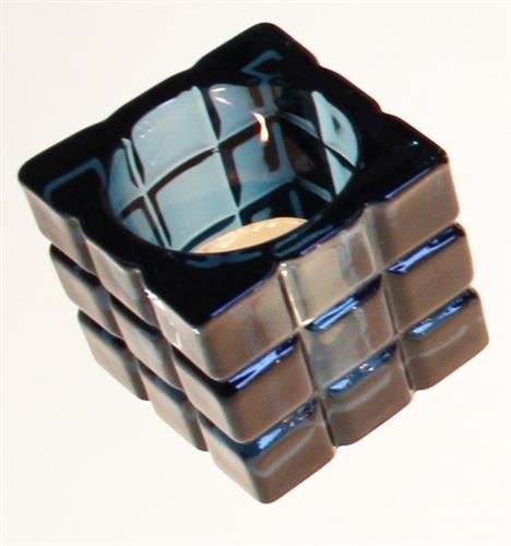 APS votief waxinehouder blauw 6,2 x 6,2 cm - glazen theelichthouder voor de horeca