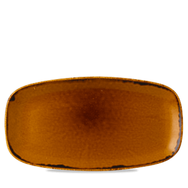 Dudson Harvest Brown langwerpig chef-bord 35,5x18,9 cm – bruin porselein voor restaurants