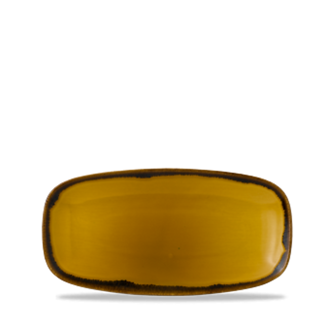 Dudson Harvest Mustard langwerpig chef-bord 29,8x15,3 cm – mosterdgeel porselein voor de horeca