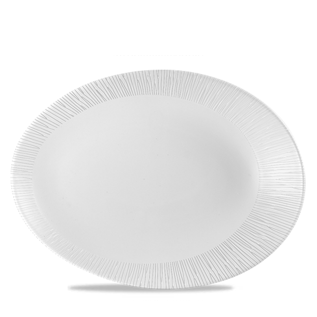 Churchill Bamboo ovaal bord 34,5 x 18,5 cm – groot gespikkeld porseleinen serveerbord voor buffet